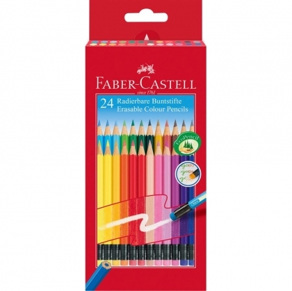 Creioane colorate cu guma 24 culori/cutie Eco Faber Castell