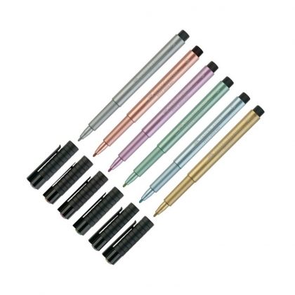 Marker varf tip pensula culori metalizate Faber Castell