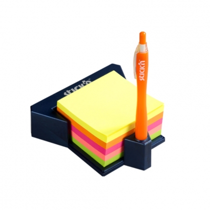 Notes cub autoadeziv cu suport 76 x 76 mm Stick''n 400 file, 5 culori neon