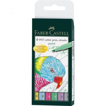 Marker varf tip pensula pastel 6 buc/set Faber Castell