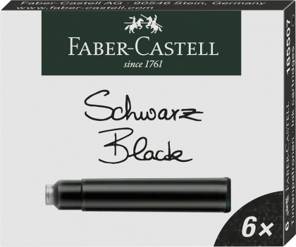 Patron cerneala mic, Faber Castell, negru, 6 buc/set
