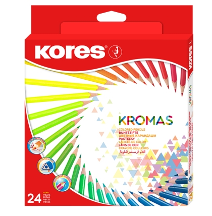 Creioane colorate triunghiulare 24 culori/set Eco Kores