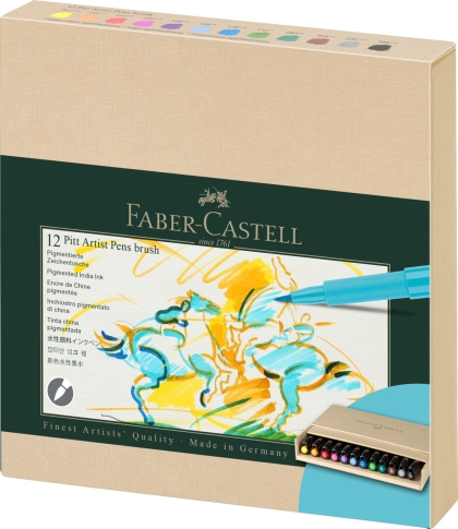 Marker varf tip pensula 12 buc/cutie Faber Castell