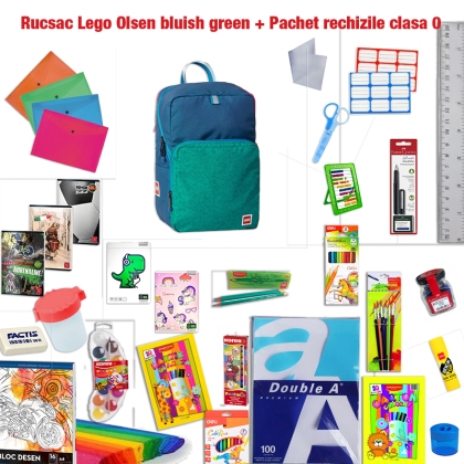 Rucsac Lego Olsen bluish green + Pachet rechizile clasa 0