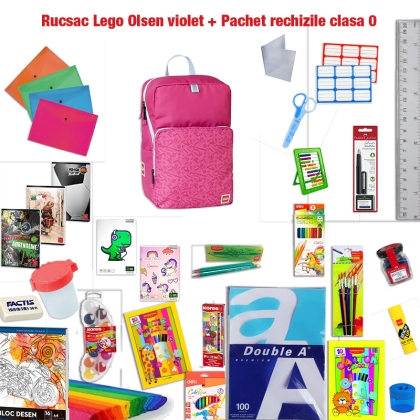 Rucsac Lego Olsen violet + Pachet rechizile clasa 0