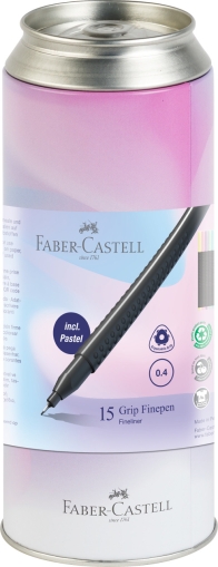 Liner grip 0,4 mm Faber Castell 15 buc/ cutie metal