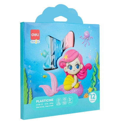 Plastilina 12 culori/set 240 grame Deli cutie carton