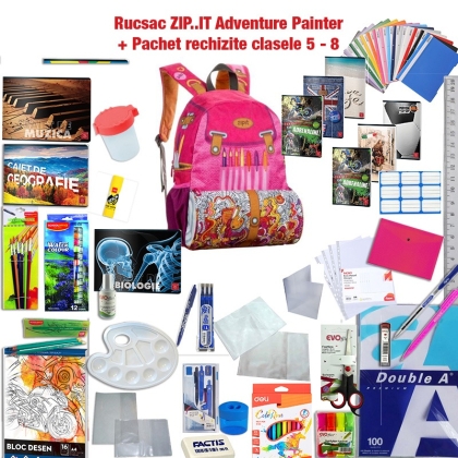 Rucsac ZIP..IT Adventure Painter + Pachet rechizite clasele 5 - 8