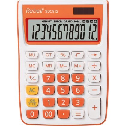 Calculator de birou Rebell SDC 912, 12 digiti, alb/orange