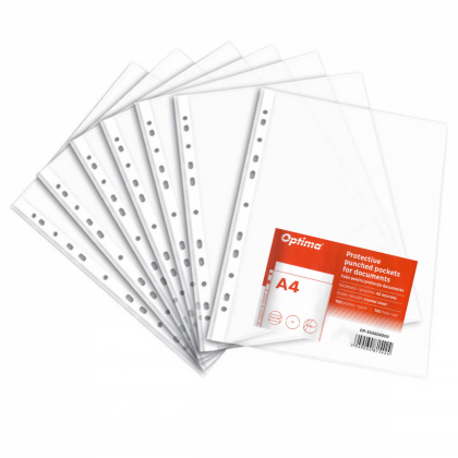 File protectie document cristal A4 40 microni tip "U" Optima 100 buc/set