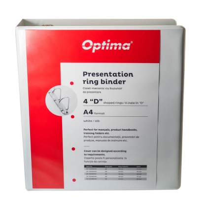 Caiet mecanic cu buzunar, 90 mm, 4 inele Optima