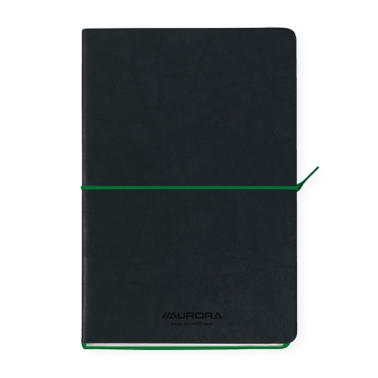Caiet A5, 192 file, 80 g/mp, coperta soft-touch negru-verde,Aurora Tesoro - dictando