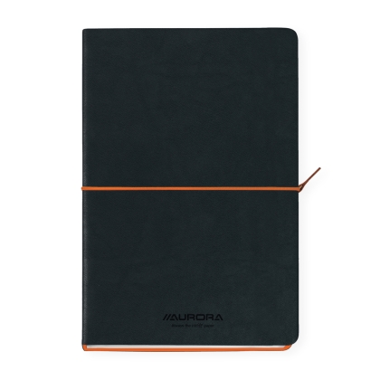 Caiet A5, 192 file, 80 g/mp, coperta soft-touch negru-portocaliu,Aurora Tesoro - dictando