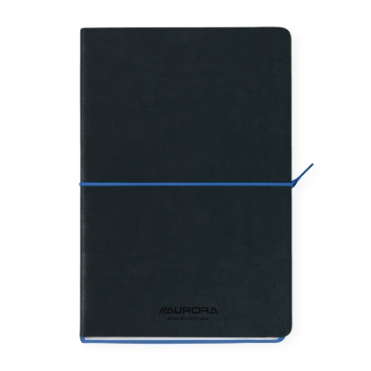 Caiet A5, 192 file, 80 g/mp, coperta soft-touch negru-albastru,Aurora Tesoro - dictando