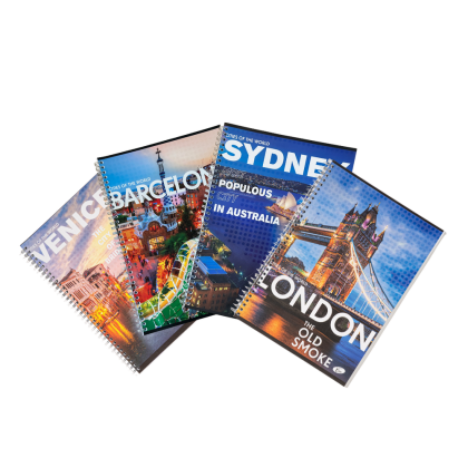 Caiet cu spira A4, 70 file, hartie 70 gr./mp design Cities of the world - matematica
