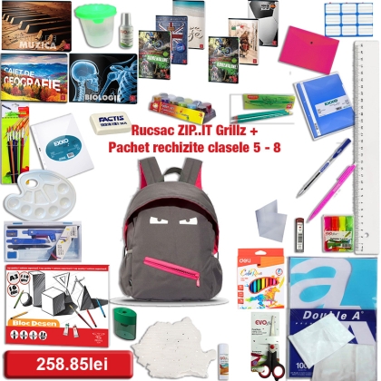 Rucsac ZIP..IT Grillz + Pachet rechizite clasele 5 - 8 