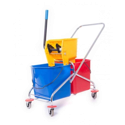 Carucior curatenie cu roti, storcator, separator si 2 galeti 25 litri