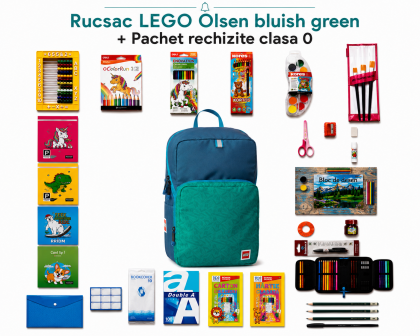 Rucsac Lego Olsen bluish green + Pachet rechizile clasa 0