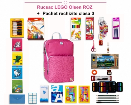Rucsac Lego Olsen violet + Pachet rechizite clasa 0