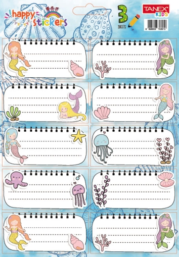 Etichete scolare 30 buc/set MERMAIDS TLS-828 Tanex