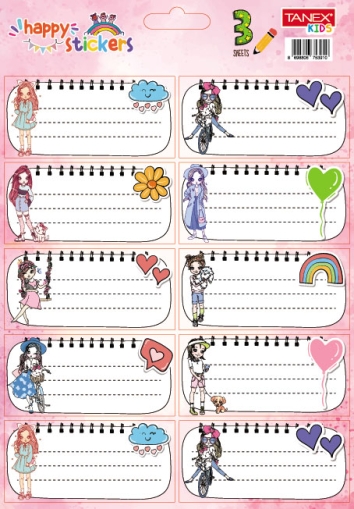 Etichete scolare 30 buc/set GIRLS TLS-826 Tanex