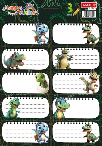 Etichete scolare 30 buc/set DINO TLS-801 Tanex