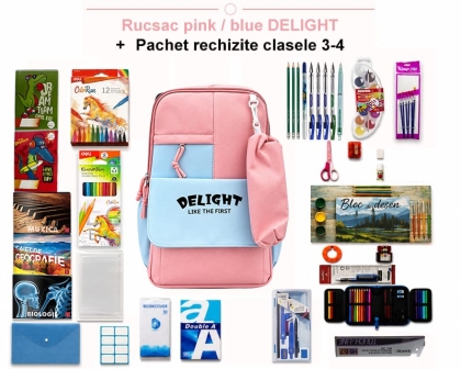 Rucsac 2 compartimente + Pachet rechizite clasele 3 - 4