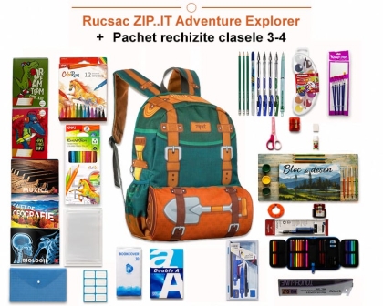 Rucsac ZIP..IT Adventure Explorer + Pachet rechizite clasele 3 - 4
