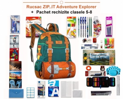 Rucsac ZIP..IT Adventure Explorer + Pachet rechizite clasele 5 - 8 