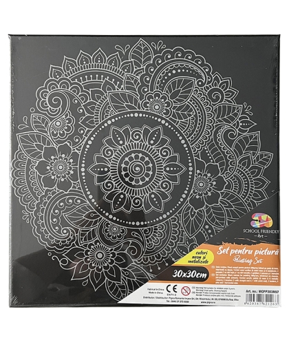 Panza predesenata neagra pe sasiu 30 x 30 cm MANDALE Art SF Pigna