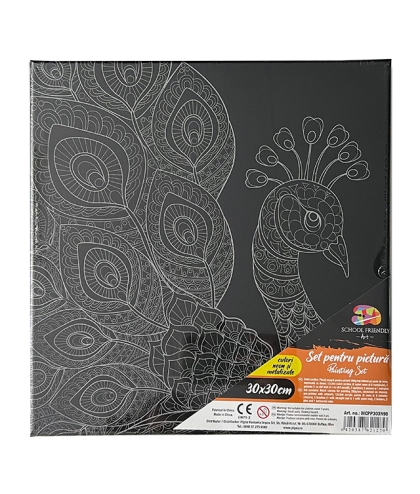 Panza predesenata neagra pe sasiu 30 x 30 cm PAUN Art SF Pigna