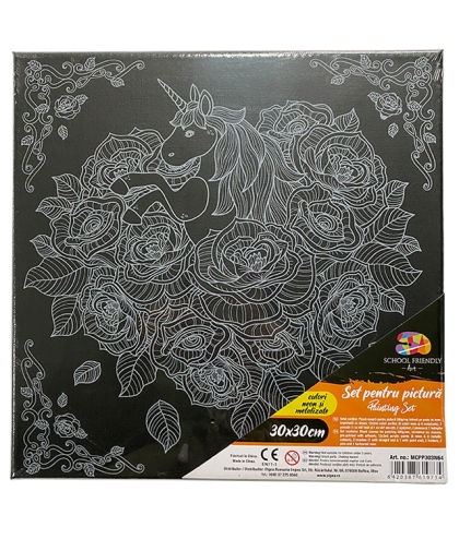 Panza predesenata neagra pe sasiu 30 x 30 cm UNICORN Art SF Pigna