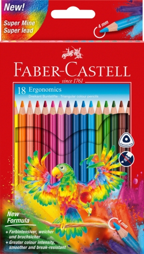 Creioane colorate triunghiulare 18 culori/set ERGONOMICS Faber Castell