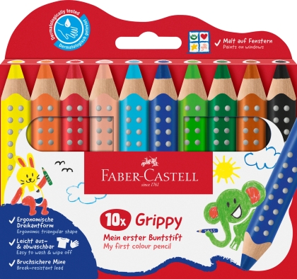 Creioane colorate XXL 10 culori/set GRIPPY Faber Castell