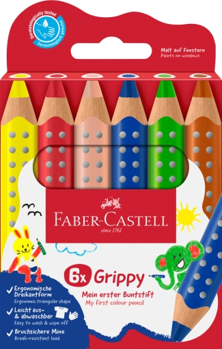 Creioane colorate XXL 6 culori/set GRIPPY Faber Castell
