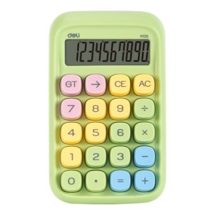 Calculator de birou Deli, 10 digiti, taste multicolore