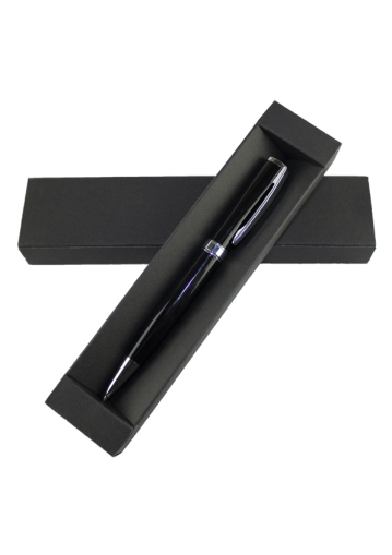 Pix metalic negru cu mina tip cross si accesorii cromate, in cutie carton