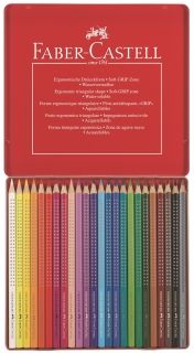Creioane colorate Grip 2001, 24 culori/cutie Metal Faber Castell 