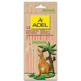 Creioane colorate lemn natur 12 culori/set Adel