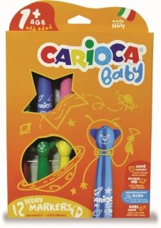 Carioca super lavabila 12 culori/cutie, Carioca Baby Teddy +1