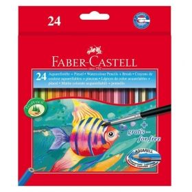 Creioane colorate acuarela + pensula 24 culori/set Faber Castell