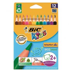 Creioane colorate triunghiulare Bic Evolution 12 culori/set
