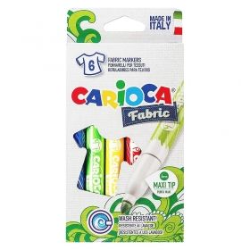 Carioca pentru textile varf 6 mm 6 culori/cutie, CARIOCA CromaTex