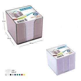 Suport plastic pentru cub hartie Ark cu rezerva hartie 9 x 9 x 9 cm