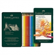 Creioane colorate 12 culori/cutie metal Polychromos Faber Castell 