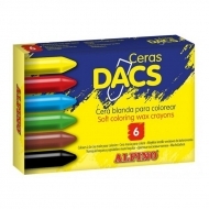 Creioane colorate cerate soft 6 culori/cutie, Alpino Dacs