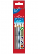 Creioane colorate metalizate Jumbo Grip 5 culori/set Faber Castell 