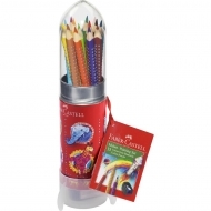 Set Cadou Racheta 15 creioane colorate Grip + ascutitoare Faber Castell