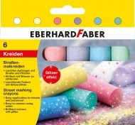 Creta color glitter pentru desen pe asfalt 6 culori/set Eberhard Faber