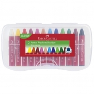 Creioane colorate cerate Jumbo 12 culori/cutie plastic Faber Castell